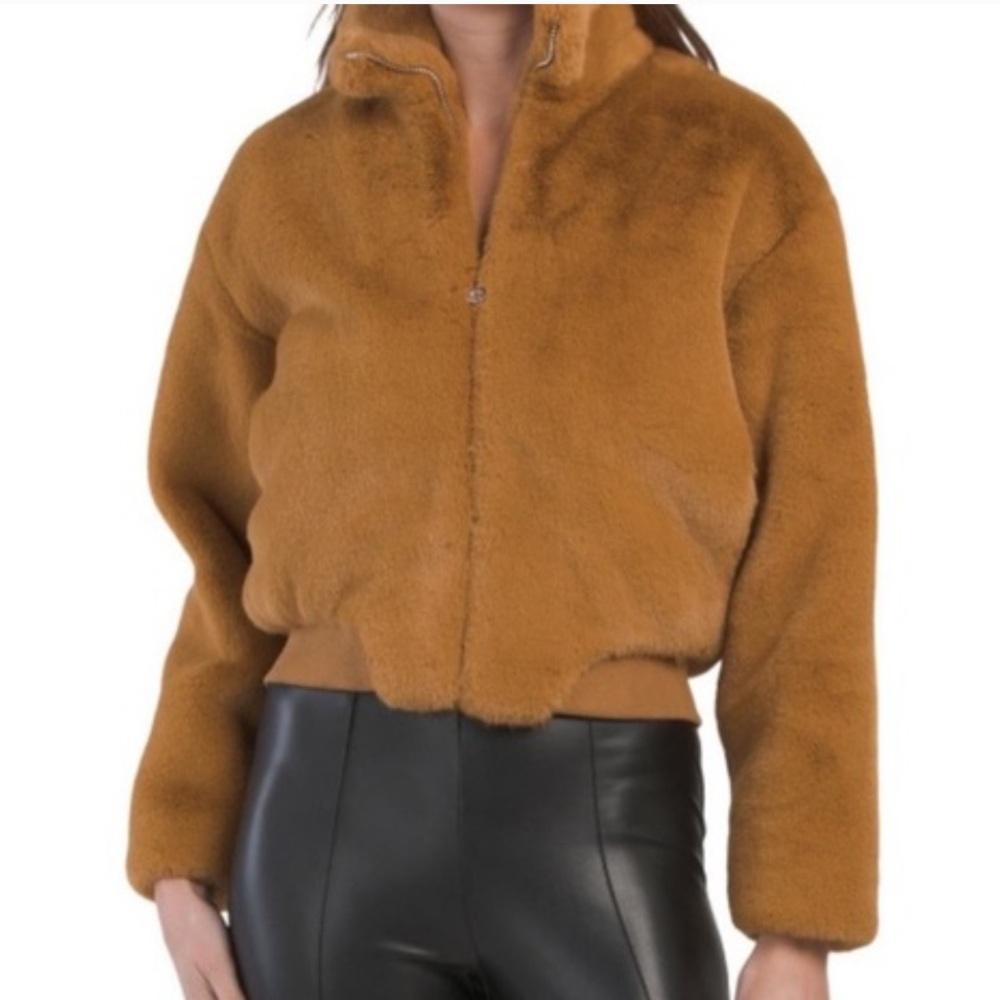 Rag & Bone Kacy Faux Fur Bomber in Camel- XS